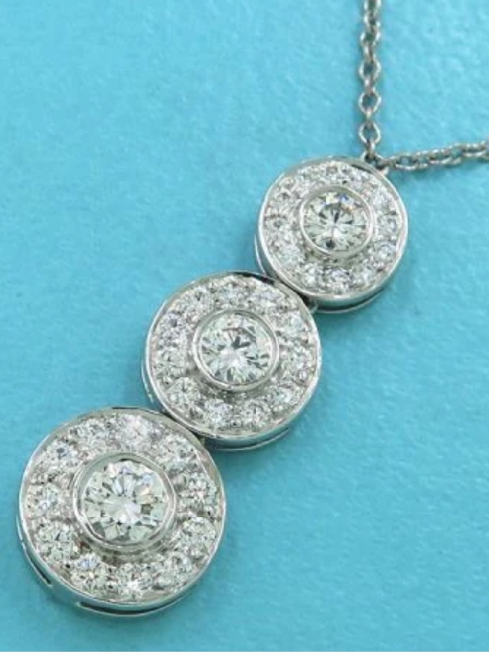 Tiffany & Co. triple drop diamond platinum Circlet necklace 16”